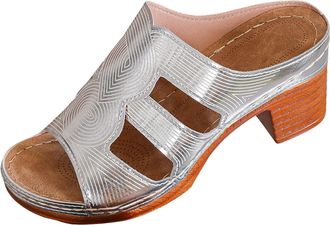 Generic Womens Slide Mule Sandals Breathable Open Back Open Toe Casual Shoes for Summer Comfortable Low Block Heel for Indoor Outdoor Walking Womens Leisure F