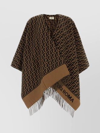 Fendi wool and cashmere ff logo poncho