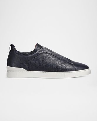 Ermenegildo Zegna Men & apos;s Triple Stitch Deerskin Leather Sneakers