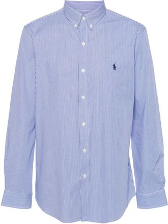 Polo Ralph Lauren Blue Cotton Shirt With Embroidered Logo