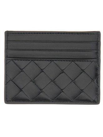 Bottega Veneta Woven Lambskin Card Case - Black