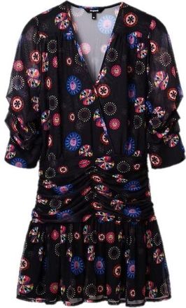 Desigual Bloemige Mesh Mini-jurk V-hals Korte Mouwen Jurk