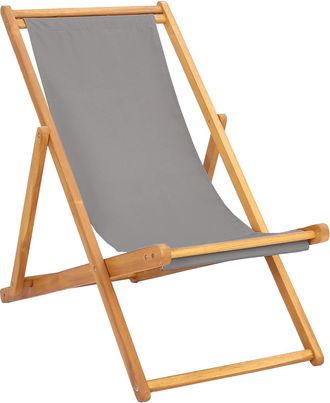 vidaXL Silla De Playa Gris Claro Madera De Teca Maciza Vidaxl