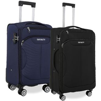 Infinity Leather Zachte Cabinekoffer 36,5 x 23,5 x 58 cm Nylon 900D Geschikt Geïntegreerd TSA-slot voor Easyjet, Ryanair, Wizzair