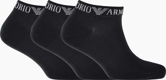 Emporio Armani Mens Cotton 3-Pair EA Logo Navy Ankle Socks - Size: 16/14.5/8/15/8.5/15.5/9/13/13.5/14/6.5/7/7.5/11.5/5/12/5.5/12.5/6/3.5/3/10.5/4/11