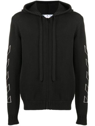 Off-white Diag Outline knitted zip-up hoodie - Black