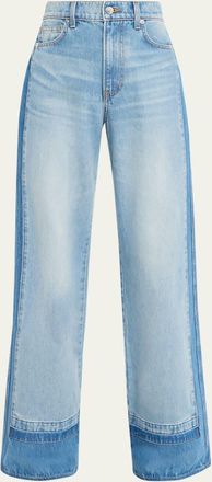 Veronica Beard Taylor Colorblock Wide-Leg Jeans