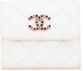 Chanel White Grained Calfskin Wallet (Tri-Fold) (Pre-Owned)