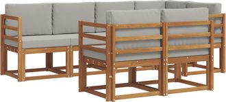 vidaXL Conjunto De Sof&aacute;s De Exterior 7 Uds. Gris Natural Y Claro Vidaxl
