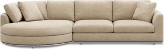 Castlery Hamilton Round Chaise Sectional Sofa Left Facing Customized, (Washed Chenille) Sand, Machine Washable, Removable Covers for Sofas by Castlery