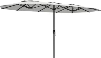 OUTSUNNY Sombrilla Doble 4,6x2,6 M, Sombrilla Terraza Exterior Con Manivela Manual, Protecci&oacute;n Uv50+, Funda Protectora, Resistente Al Agua, Blanco