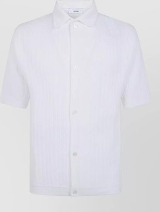 Lardini polo shirt ribbed texture short sleeves spread collar