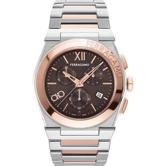 Ferragamo Vega Bracelet Chronograph Watch, 42mm in Two Tone at Nordstrom
