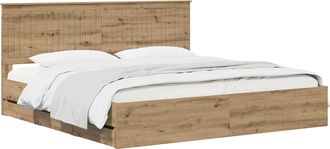 vidaXL Bed Frame With Storage And Headboard Artisan Oak 180 X 200 Cm Vidaxl
