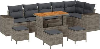 vidaXL Conjunto De Sof&aacute; De Jard&iacute;n 10 Pcs Gris 110 X 55 X 71 Cm Vidaxl