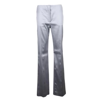Sportmax Broeken, Dames, Grijs, XS, Leer, Rechte broek