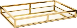 Classic Touch Oblong Mirror Tray-Gold