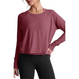 Beyond Yoga Featherweight Long Sleeve T-Shirt in Smooth Mauve Heather at Nordstrom, Size X-Small
