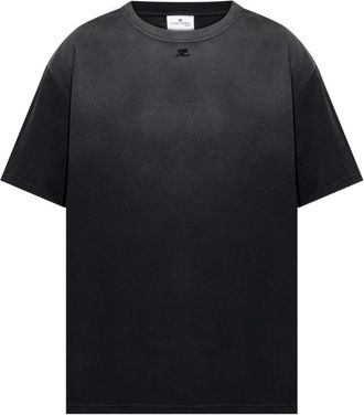 Courr&egrave;ges Logo T-shirt - Heren - T-shirts - Zwart - XS - Katoen - Tops