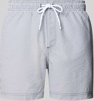 Jack & Jones Jack & Jones Badehose aus Seersucker mit elastischem Bund Modell MAUI OCEAN in Marine, Gr&ouml;&szlig;e XXL