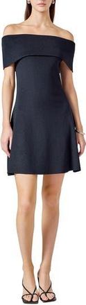 endless rose Metallic Off the Shoulder Knit Minidress in Black at Nordstrom Rack, Size Large