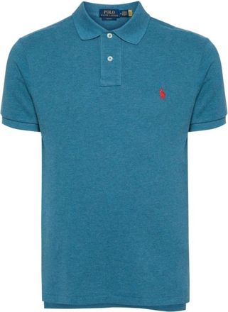 Polo Ralph Lauren Polo Shirts, male, Blue, Size: S Short Sleeve Knit Polo Shirt