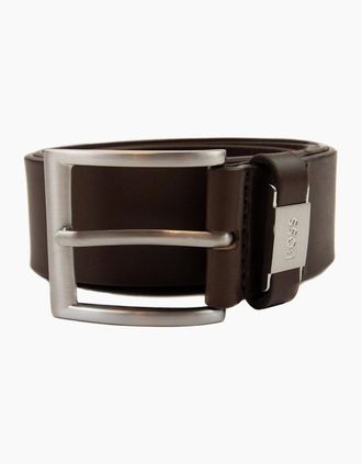 HUGO BOSS Mens Hugo Boss Connio Branded Metal Trim Belt Dark Brown 002 - Black - Size: 115
