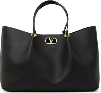 Valentino Garavani VLogo Signature Grote Leren Tote - Dames - Shoppers - Zwart - ONE Size - Leer - Tassen