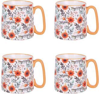 10 Strawberry Street Set Of 4 Bella Mugs: Harvest Floral