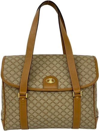 Celine Beige Brown Leather Pvc Handbag Tote Bag (Pre-Owned)