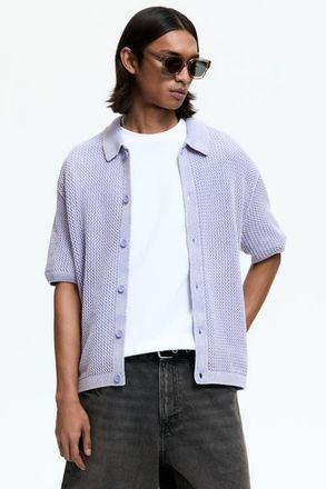 H&M Relaxed Fit Hole-knit Shirt in Lilac at Nordstrom, Size Xx-Large