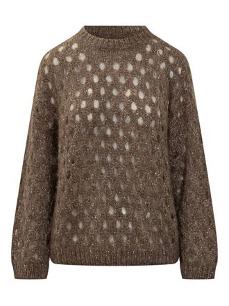 Brunello Cucinelli sequin-embellished crew-neck sweater - Brown