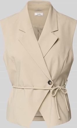 Mbym mbyM Weste mit Reverskragen und Bindeg&uuml;rtel Modell Evelora in Sand, Gr&ouml;&szlig;e XL