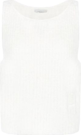 H&eacute;st Fam V-neck Sweater - Dames - Ronde hals truien - Wit - M - Wol - Truien & Vesten