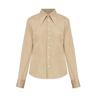 Ami Shirts, female, Beige, Size: XS Sharp Collar Fitted Shirt