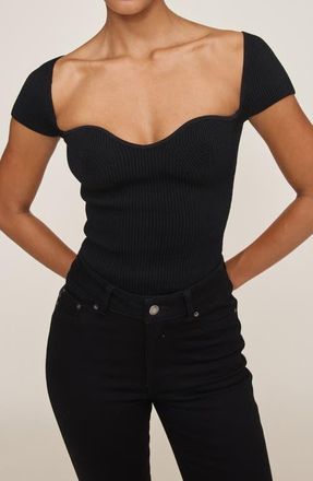 DL1961 Sweatheart Rib Top in Black at Nordstrom, Size X-Small