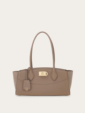 Ferragamo Donna New Ferragamo Studio soft bag East West (M) Beige