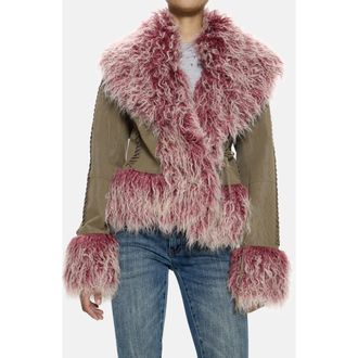 Jaded London Leonie Faux Fur Trim Coat in Multi at Nordstrom, Size X-Small