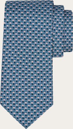 Ferragamo Men Tournament print silk tie Green