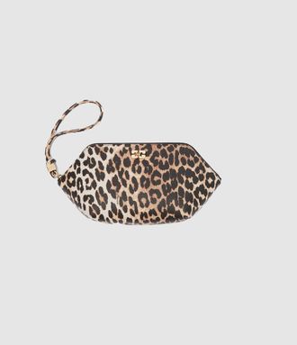 Ganni Pochette de Maquillage Bou Make Up Pouch Printed Grained Almond Milk