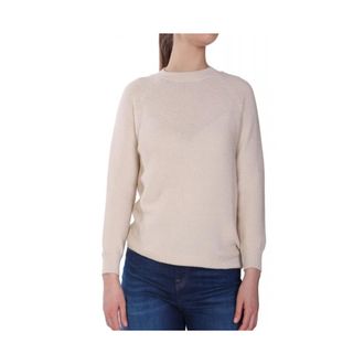 Max Mara Rondgebreide trui - Dames - Ronde hals truien - Beige - XL - Truien & Vesten