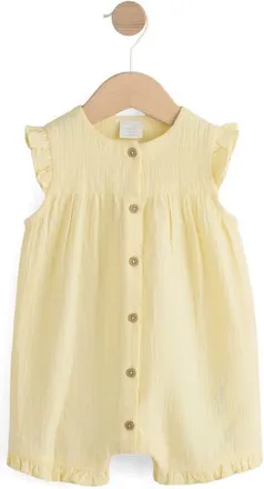 Next Cheesecloth Frill Romper in Yellow at Nordstrom, Size Newborn