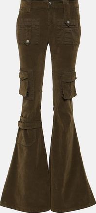 Blumarine Low-rise velvet flared cargo pants