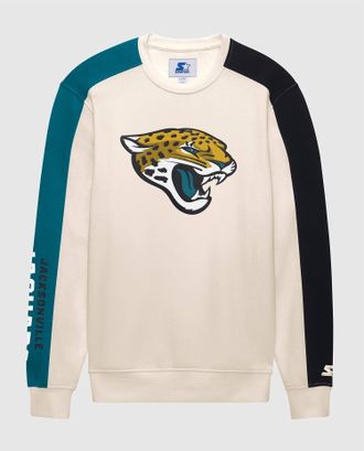 Starter Mens Jacksonville Jaguars Team Crew Long Sleeve Shirt In Cream