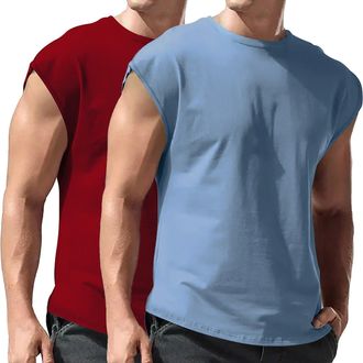Generic Mens Muscle Tank Tops UK Gym Workout Training Cap Sleeve T-Shirts Summer Casual Crew Neck Tee Shirts Going Out Athletic Sports Vest Breathable Quick D
