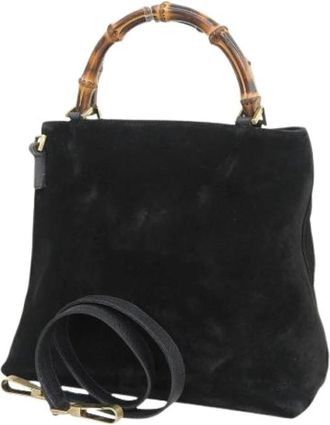 Gucci Pre-owned Vintage Bamboo Handtas - Dames - Vintage Handtas - Zwart - ONE Size - Su&egrave;de - Vintage