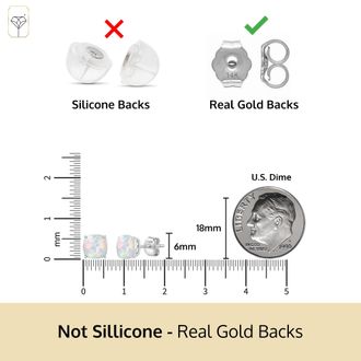 MAX + STONE 14k Yellow or White Gold 6MM Cushion Cut Gemstone Solitaire Gemstone Studs
