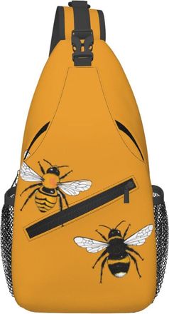 Generic Cute Bees Cross Body Bag Adjustable Crossbody Bag With Zipper Chest Backpack For Runner Men Shopping