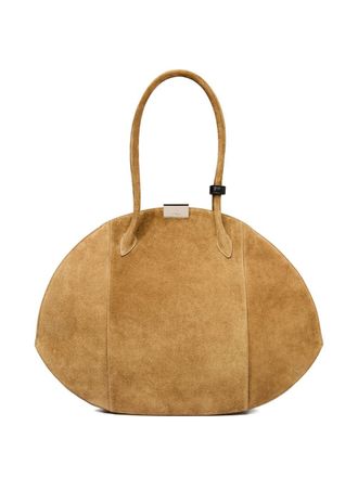 Nina Ricci Elongated Oval Brown Silk and Nylon Handbag