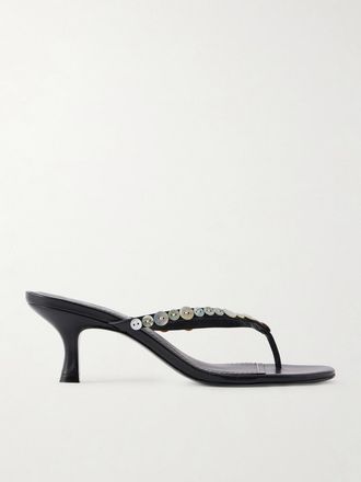 Staud Sandali In Pelle Con Bottoni Decorativi Freja - Nero